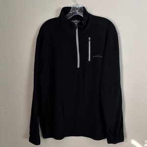 EDDIE BAUER Men's Long Sleeve Black Fleece Half Zip Size Medium
